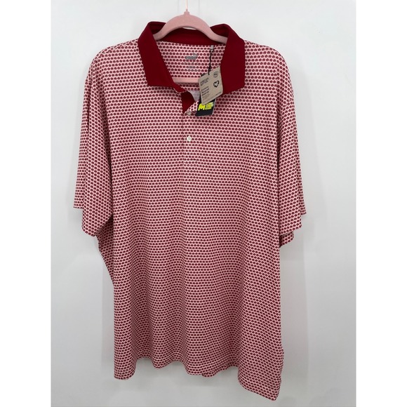 puma golf polo red pattern size mens XXL t-shirt collared short sleeve - Picture 1 of 9